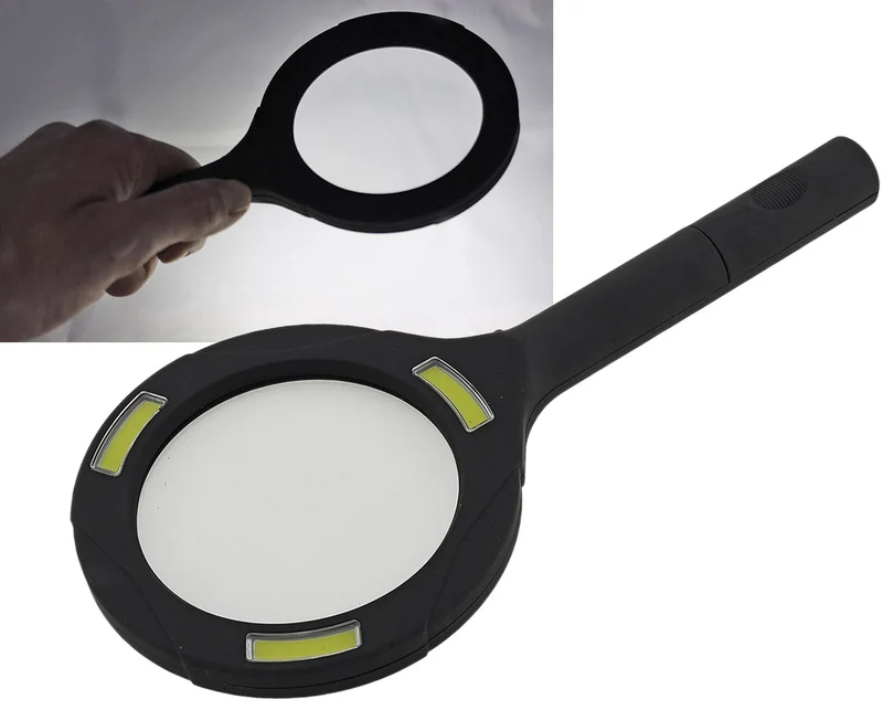 LED Lese-Lupe mit Batteriebetrieb 2x AA, neutralweiß, 3 Dioptrien 250lm