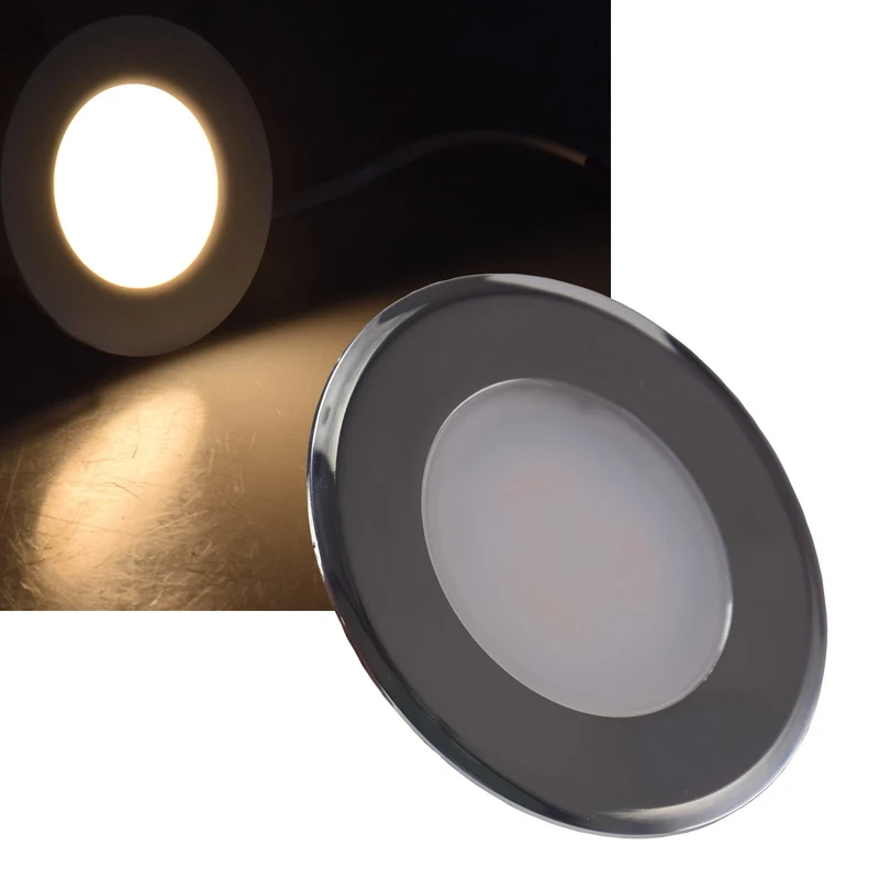 LED-Einbauleuchte "EBL-HV65si", silber 2 Watt, 230V, 3000K, 160Lm, warmweiß