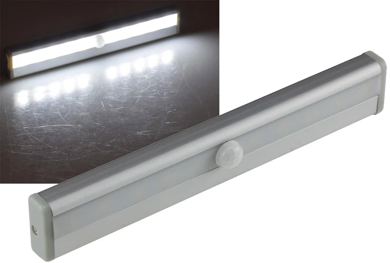 LED Unterbauleuchte "LUB-ALU10" 80Lm 4x AAA / Micro, 10 Leds, Licht: weiß