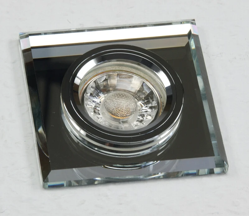 Decken-Einbaustrahler "Crystal Q90" starr, 90x90mm, für 50mm Lampen, silber