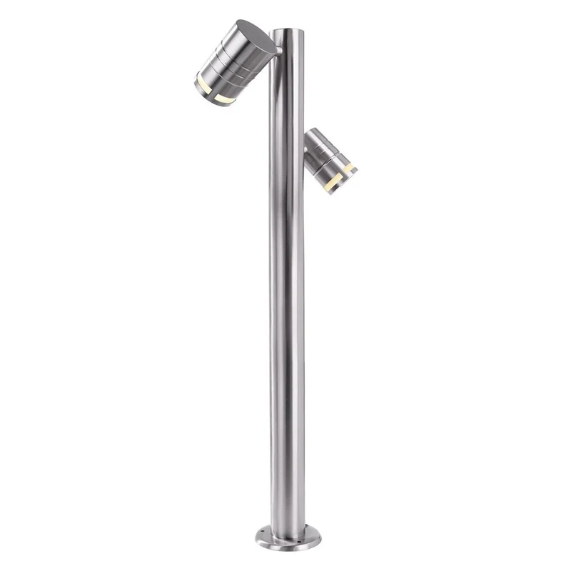 Stehleuchte Zilly II silberfarben Edelstahl 100cm GU10 2x Kopf schwenkbar Outdoor Gartenleuchte IP44