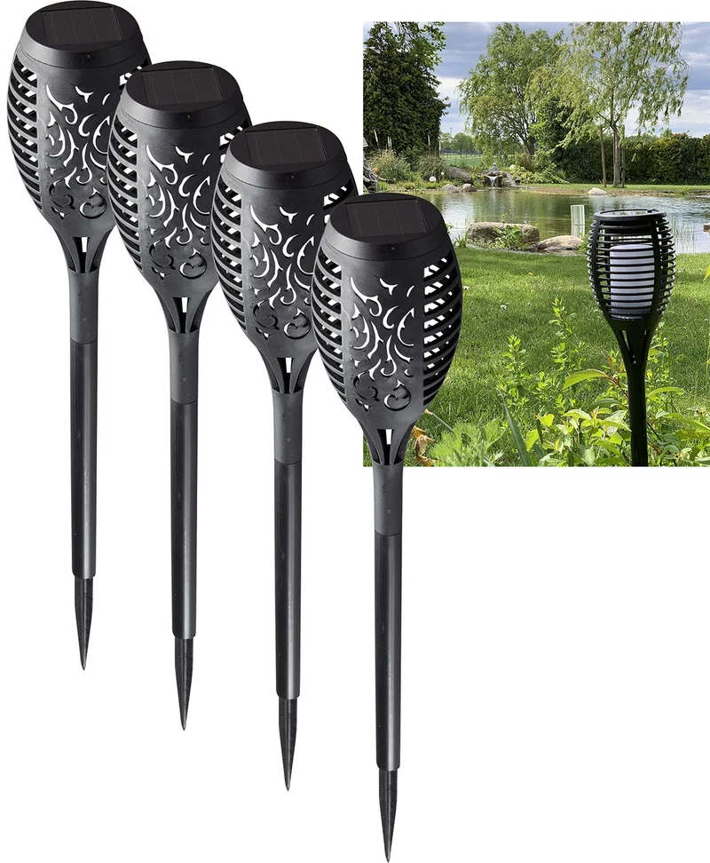 LED Solarfackel "Flamme" 4er Set Flammen-Effekt, 50cm
