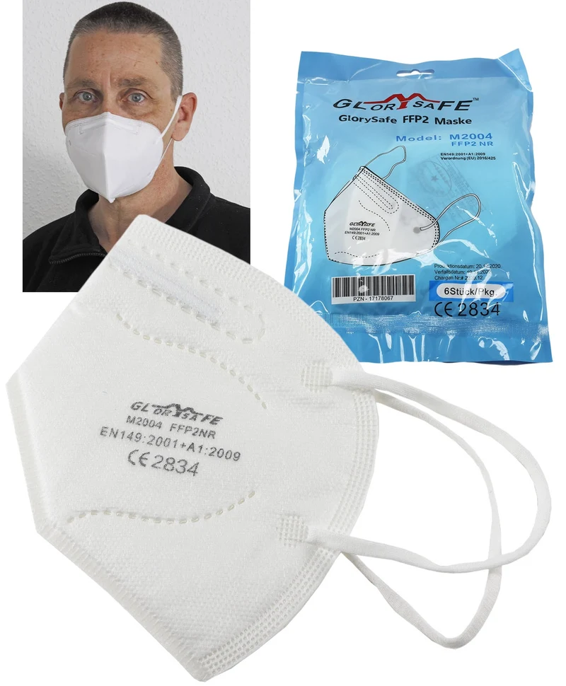 FFP2 Mund-Nasen-Maske, 6-Stück-Pack gefaltet