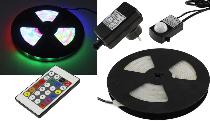 RGBww LED-Stripe Set 5m + FB Lauflichtfunktion, IP44, mit Netzteil