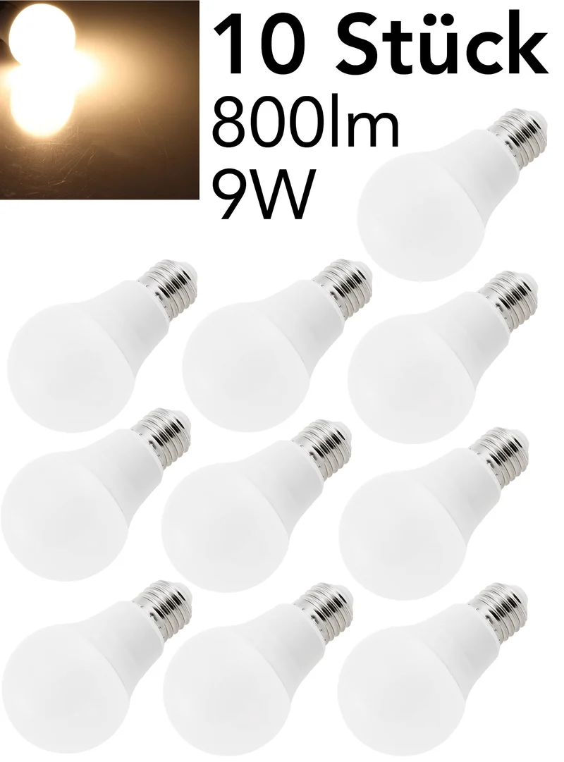 LED Glühlampe E27 "G80 Promo" 10er-Pack 2800k, 800lm, 230V/9W, 160°, warmweiß
