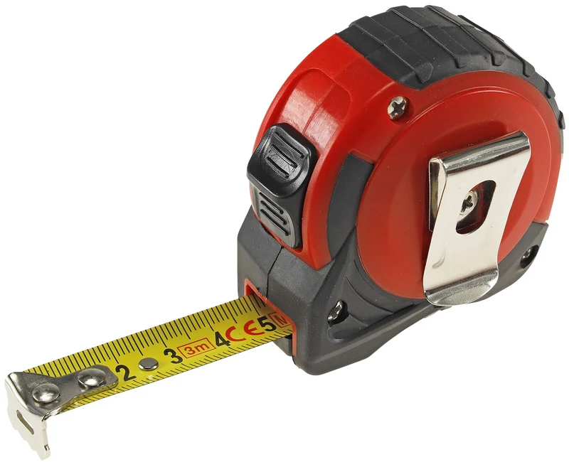 Rollen-Maßband, 3m mit Aufroller und Gürtelclip