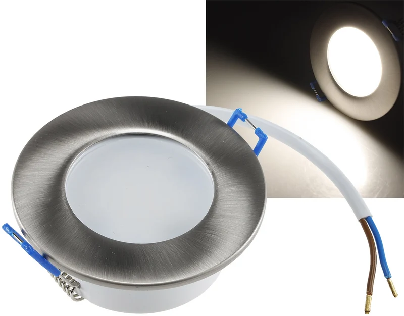 LED-Einbauleuchte "Flat-30 FR-R" 4000K Ø85x30mm, 5W, 500lm, IP44, rund, poliert