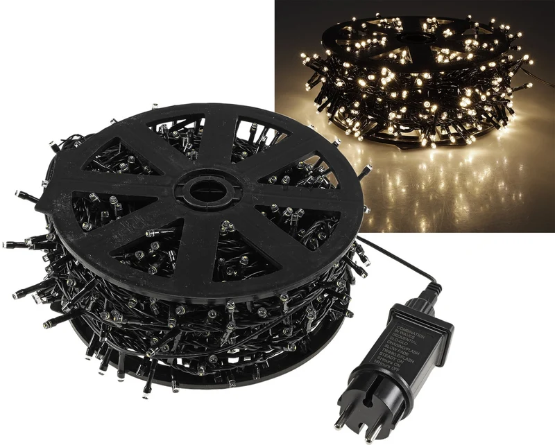 LED Aussen-Lichterkette "CT-ALK800" 80m warmweiß, Kabel schwarz, IP44, 800 LEDs