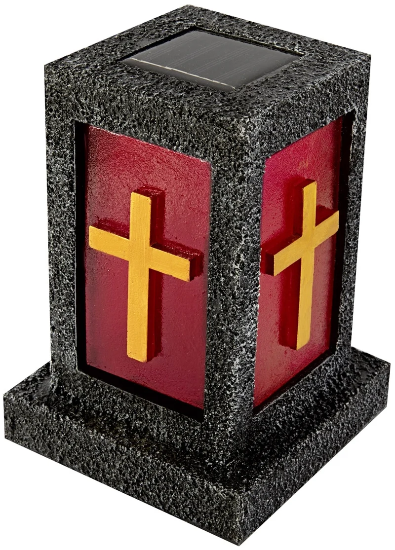 Solar-Grablicht mit Kreuz 125x125x175mm, amber