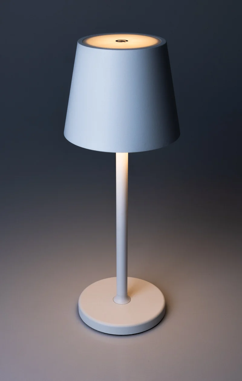 LED Akku-Tischleuchte "Foco Tenda" 3000K, IP44, Touchschalter, 30cm, weiß
