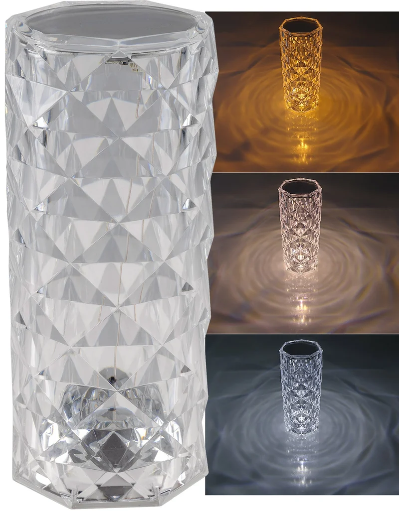 LED Akku-Tischleuchte "Foco Bonita" Li-Akku, Weiß/Warmweiß/Amber, ØxH 9x21cm