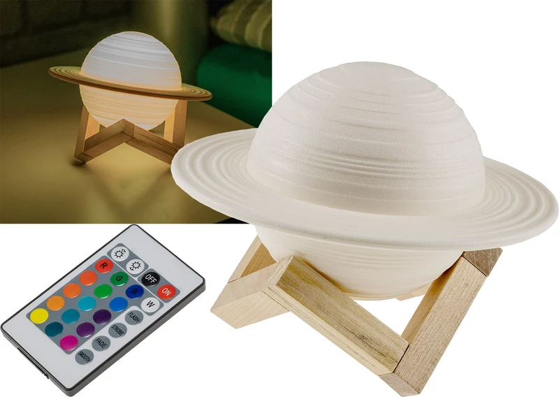 Dekoleuchte "3D Saturn"15cm Ø integr. Li-Akku, IR-Fernbedienung
