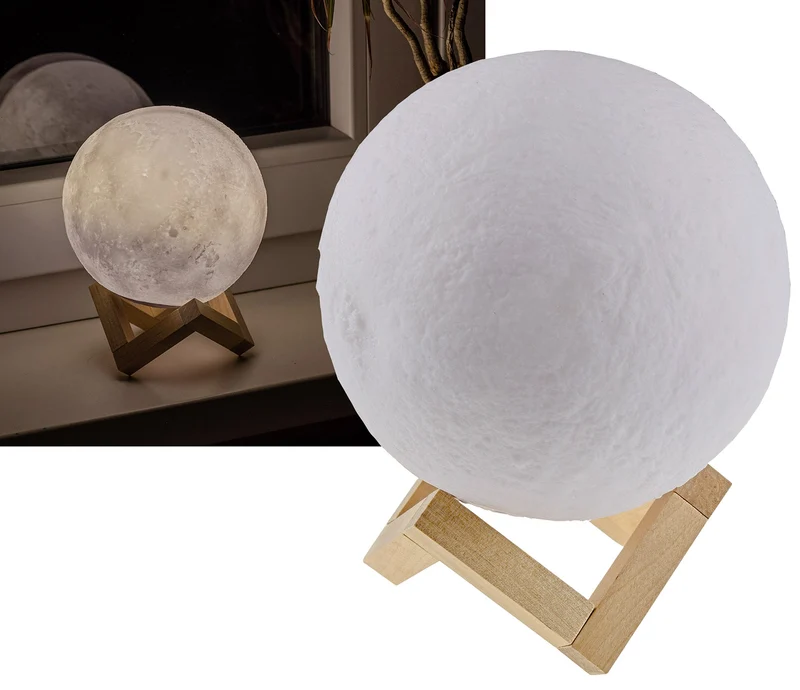 Dekoleuchte "3D Mond" 15cm Ø integr. Li-Akku