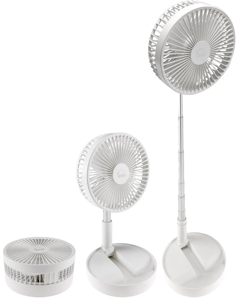 Akku-Ventilator mit Teleskopstab, weiß verw. Tischventilator + Standventilator