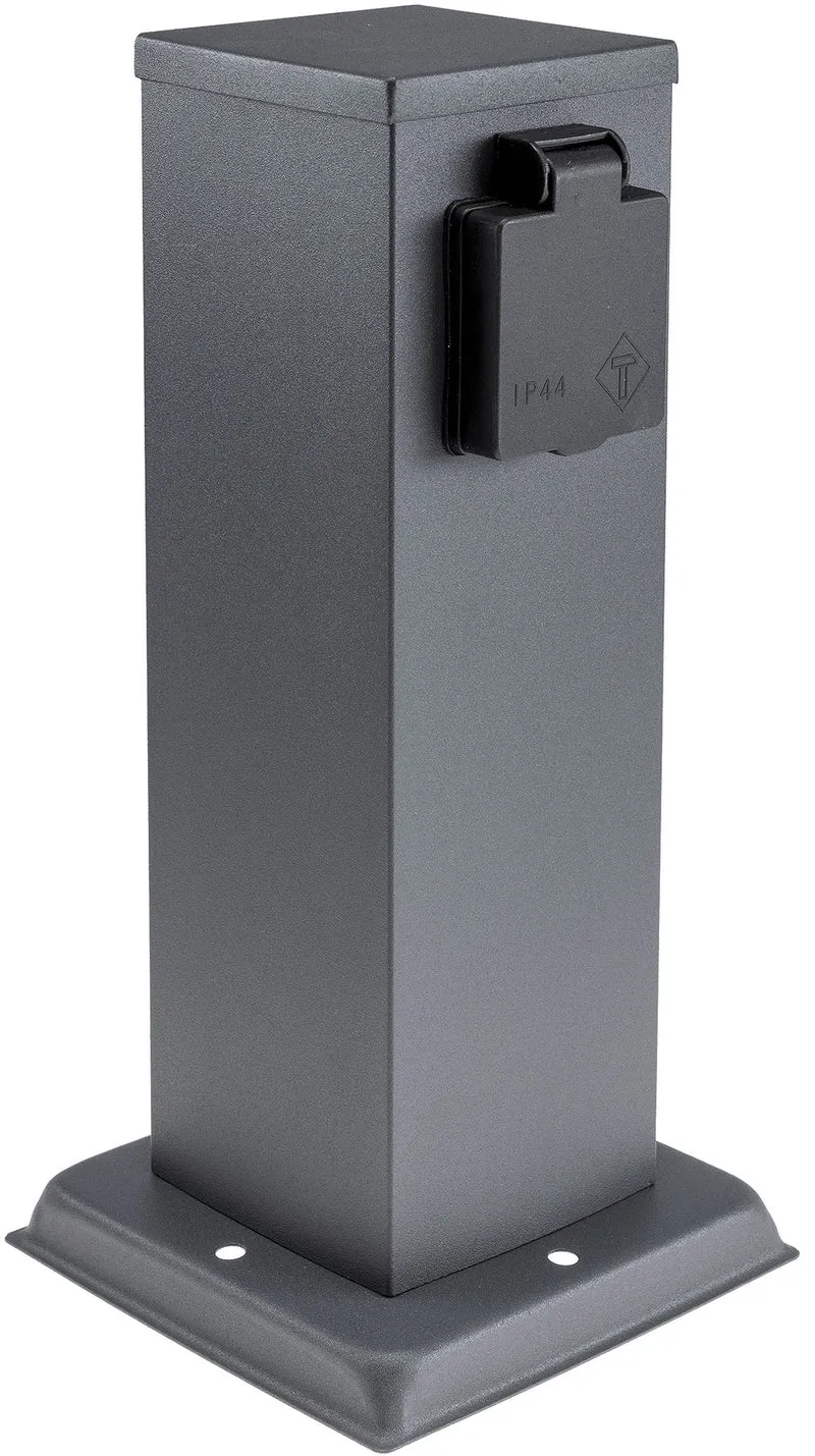 Steckdosensäule 2-fach, IP44, Anthrazit 250V~/ 16A, 13x13x27cm