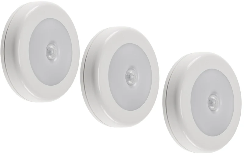 LED Leuchte mit PIR Bewegungsmelder 3er-Set, ØxH 80x22mm