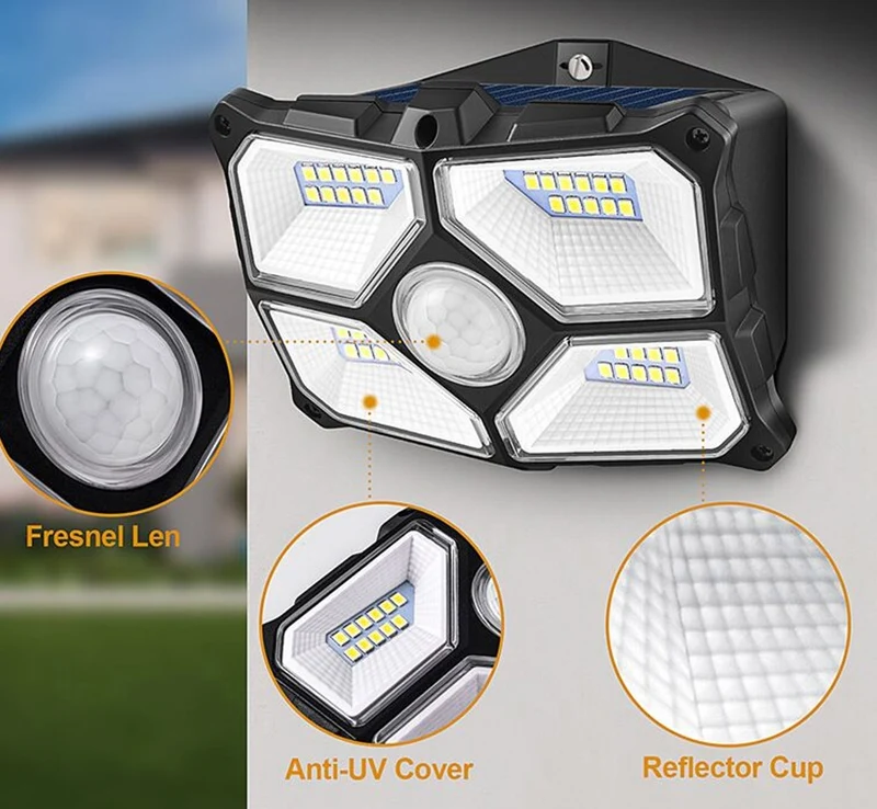 LED Solar Wandleuchte "SWL 722" PIR Bewegungsmelder, 72 LEDs, IP65