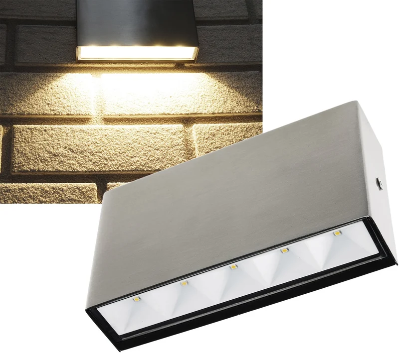 LED Edelstahl-Wandleuchte "MURO 5" IP65, 5W, 220lm, 3000K, warmweiß