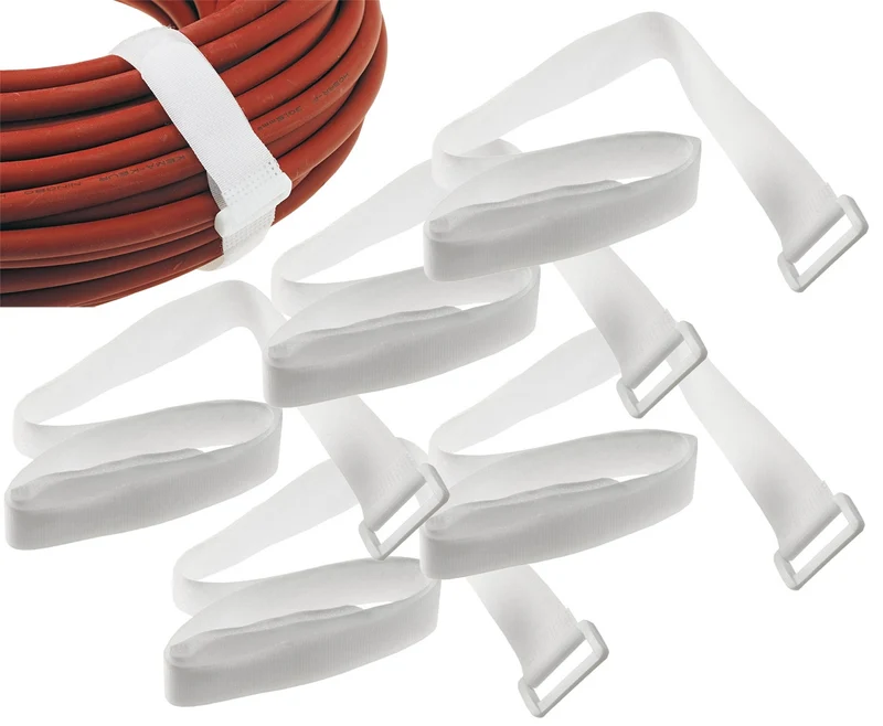 Klettband mit Öse, 5er Pack 80x3cm, Weiß