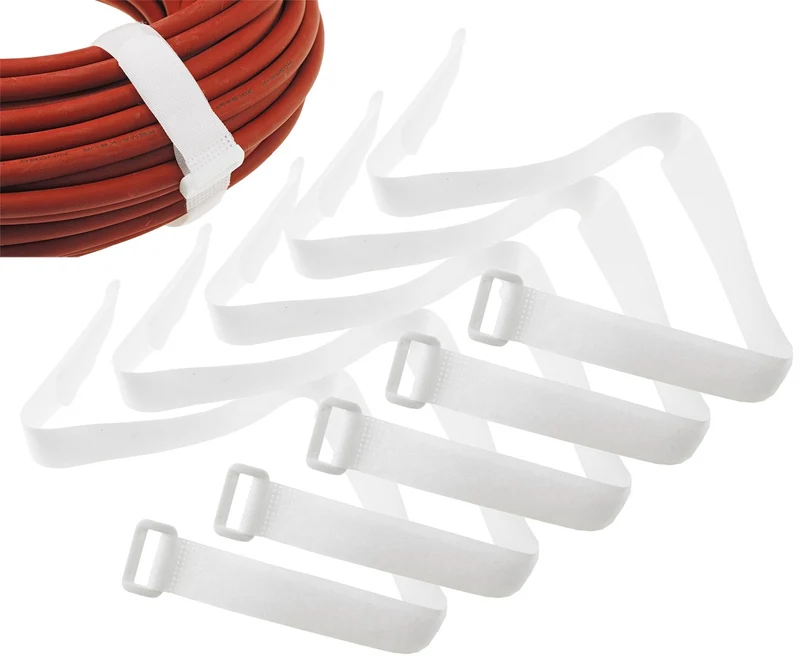 Klettband mit Öse, 5er Pack 50x2cm, Weiß