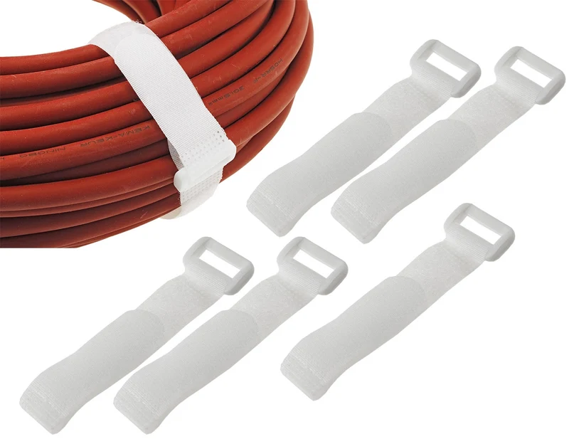 Klettband mit Öse, 5er Pack 15x2cm, weiß