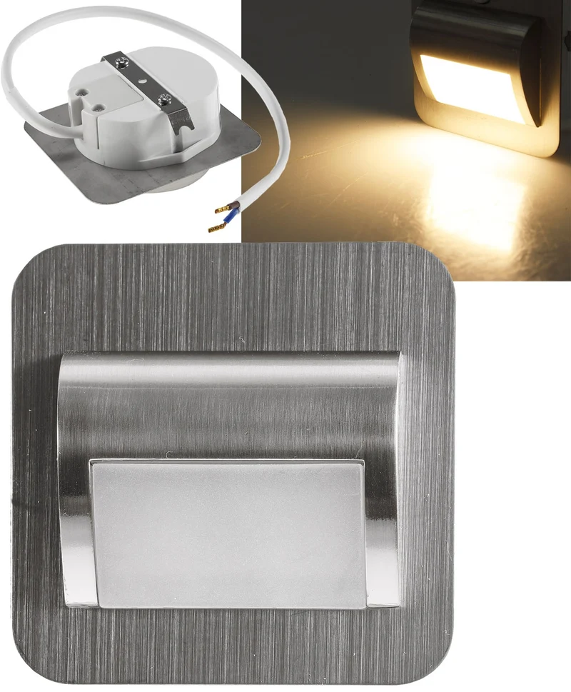 LED Einbauleuchte für UP-Dosen Alu gebürstet 2W, 25lm, warmweiß