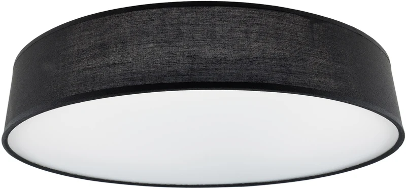 Deckenleuchte mit Textilschirm schwarz ØxH 50x12cm, für 4x E27 Lampe