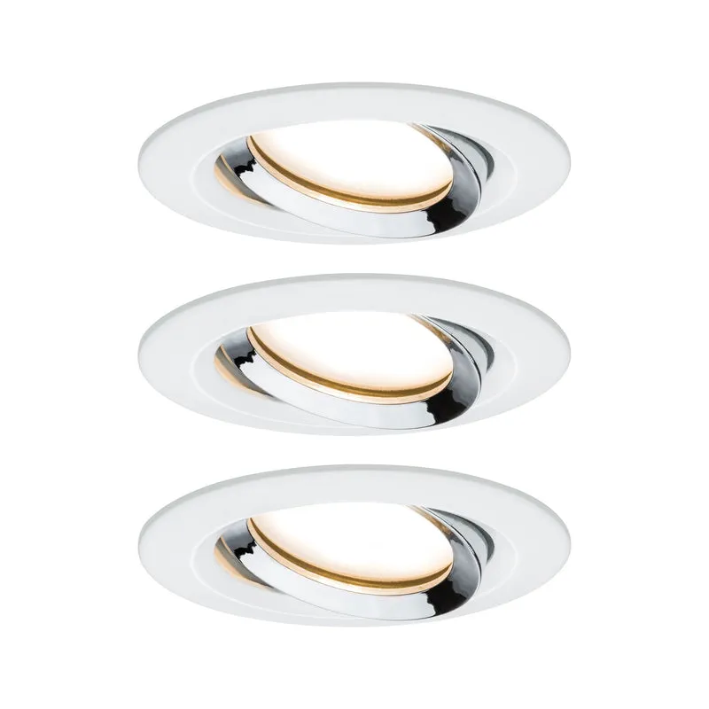 Paulmann Einbauleuchte LED Nova Plus rund 3x6W Coin Weiß matt,Chrom schwenkbar dimmbar