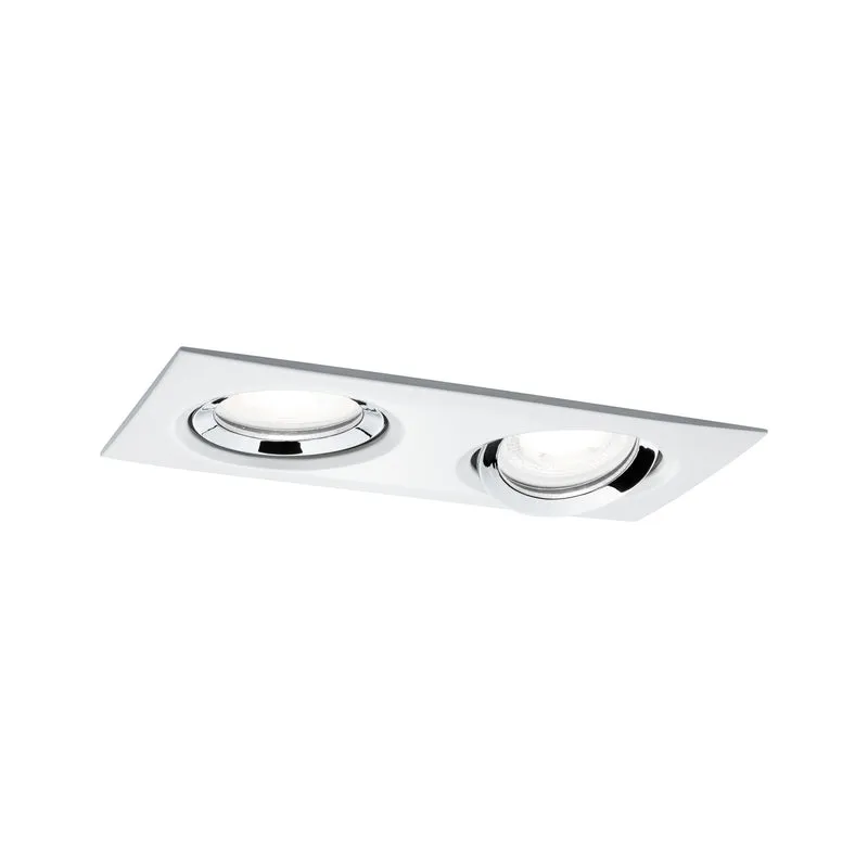 Paulmann Einbauleuchte LED Nova Plus eckig 1x 2x6W GU10 Weiß matt,Chrom schwenkbar dimmbar