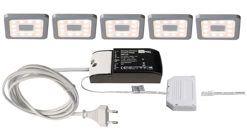 Deko-Light Paty Eckig 5er Bundle 2,5W Silbergrau RAL 7001