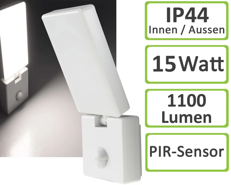 LED Wandleuchte "PORTAO" 4000K 15W, 1100lm, PIR-Bewegungsmelder, IP44