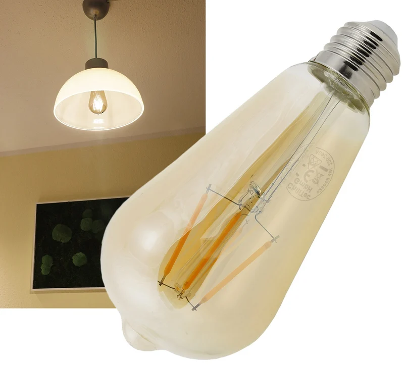LED Glühlampe E27 "Vintage ST64" 2700k, 380lm, 230V/4W, warmweiß/amber