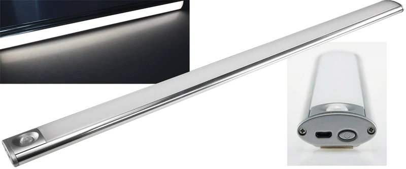 LED Akku-Leuchte PIR Sensor "MAL-60 nw" 60x4x2cm, 5W, 200lm, Alu, neutralweiß