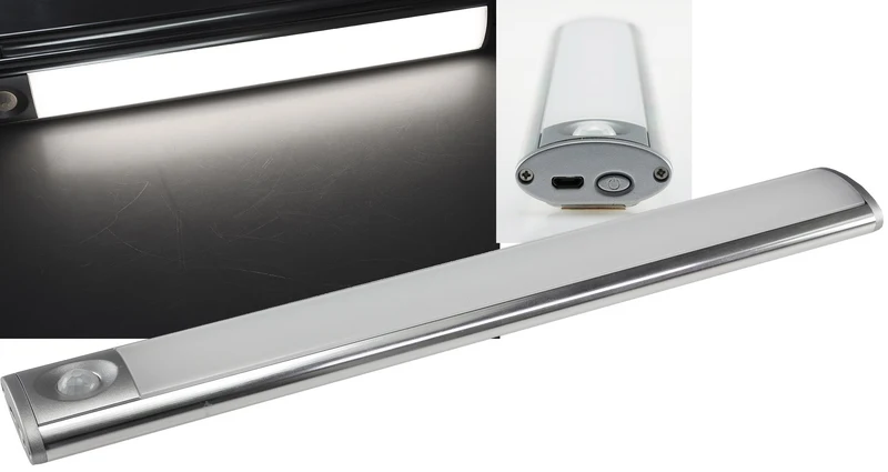 LED Akku-Leuchte PIR Sensor "MAL-30 nw" 30x4x2cm, 3W, 150lm, Alu, neutralweiß
