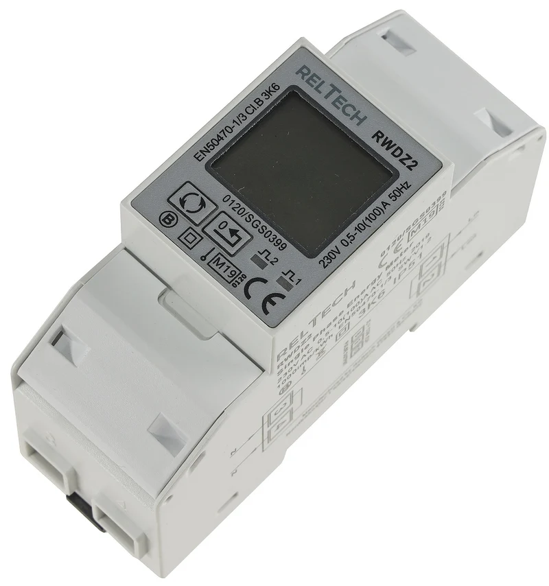Energiekostenzähler DIN Trägerschiene 1-phasig 10A,176-276V,2TE LCD beleuchtet