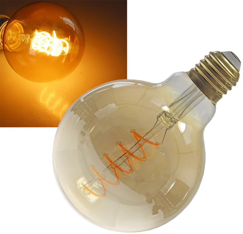 LED Globelampe 95mm E27 "Vintage G95" 2000k, 280lm, 230V/4W, warmweiß/amber