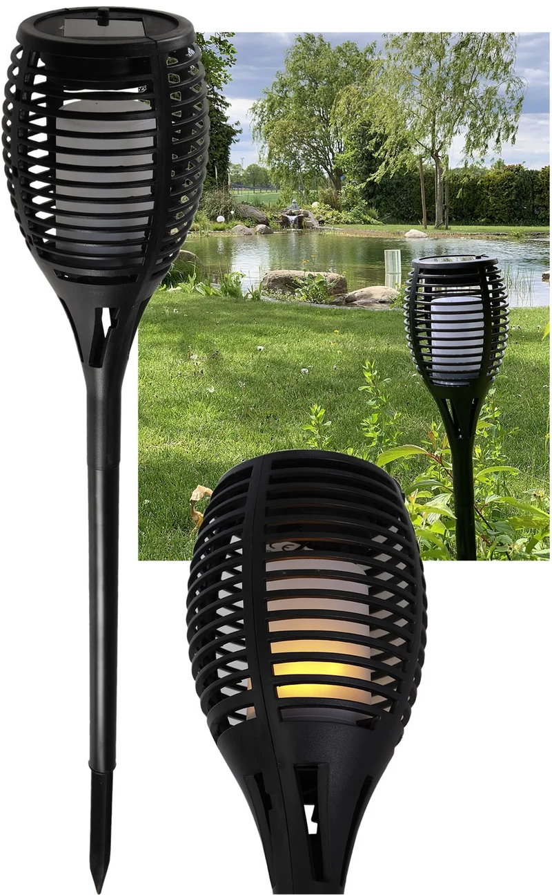 LED Solar Gartenleuchte "Flamme" mit Erdspieß, Flammen-Effekt, 59cm