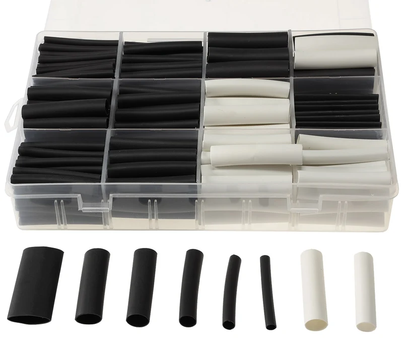 Schrumpfschlauch-Sortiment, 300-teilig Plastikbox, klebend, Ratio 3:1, schw+wei