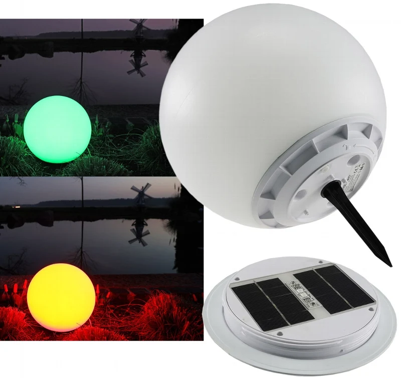 LED Solar Kugelleuchte RGB 30cm Ø Farbwechsel und neutralweiß