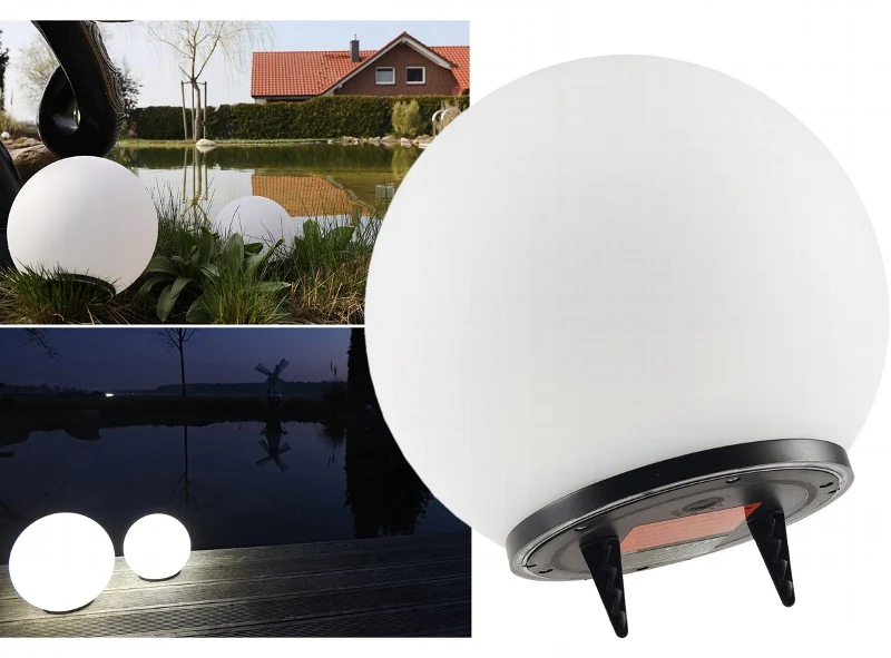 LED Solar Kugelleuchte 25cm Ø neutralweiße LEDs, IP44
