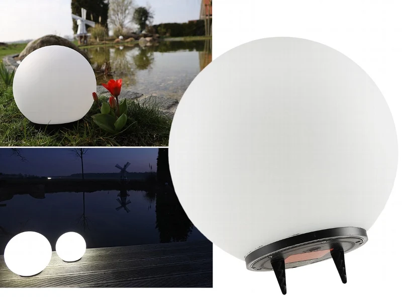 LED Solar Kugelleuchte 20cm Ø neutralweiße LEDs, IP44