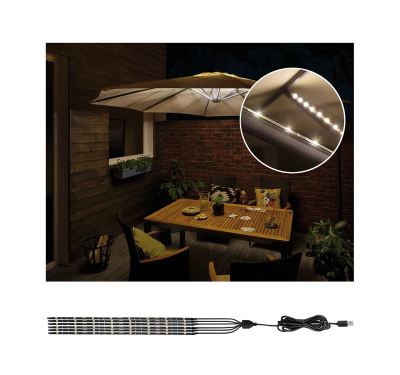Paulmann Outdoor Mobile parasol light 3000K 6x0,27m