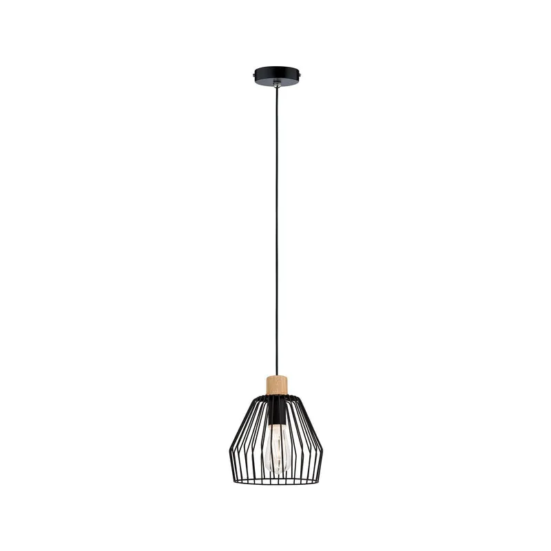 Paulmann Cameo Pendelleuchte IP44 max 20W E27 Schwarz/Holz 230V Metall/Holz
