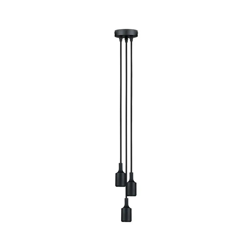 Paulmann Pendel E27 2m Stoffkabel max 3x20W Schwarz 230V Silikon/Metall