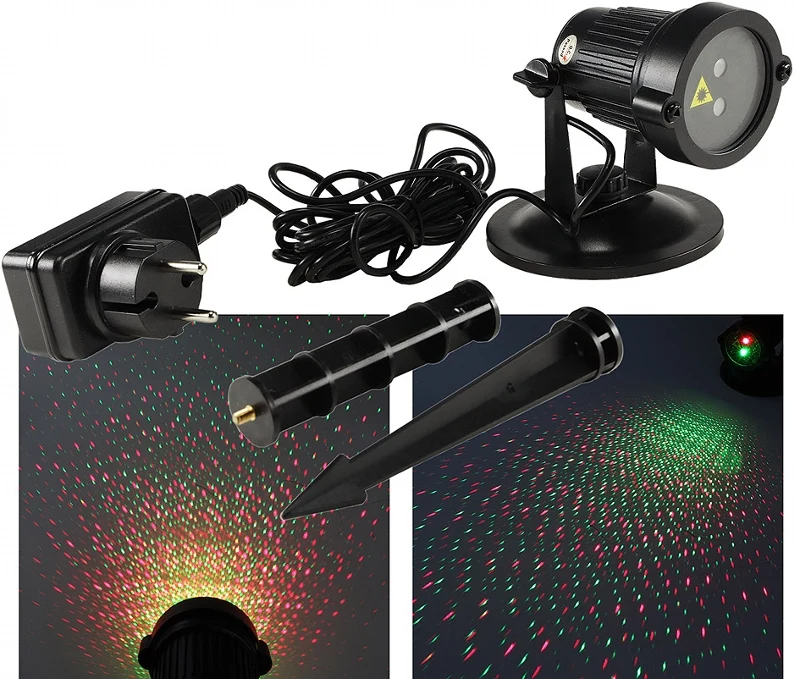 Wetterfester IP44 Gartenlaser (rot/grün) Erdspieß, Standfuß und Wandhalterung