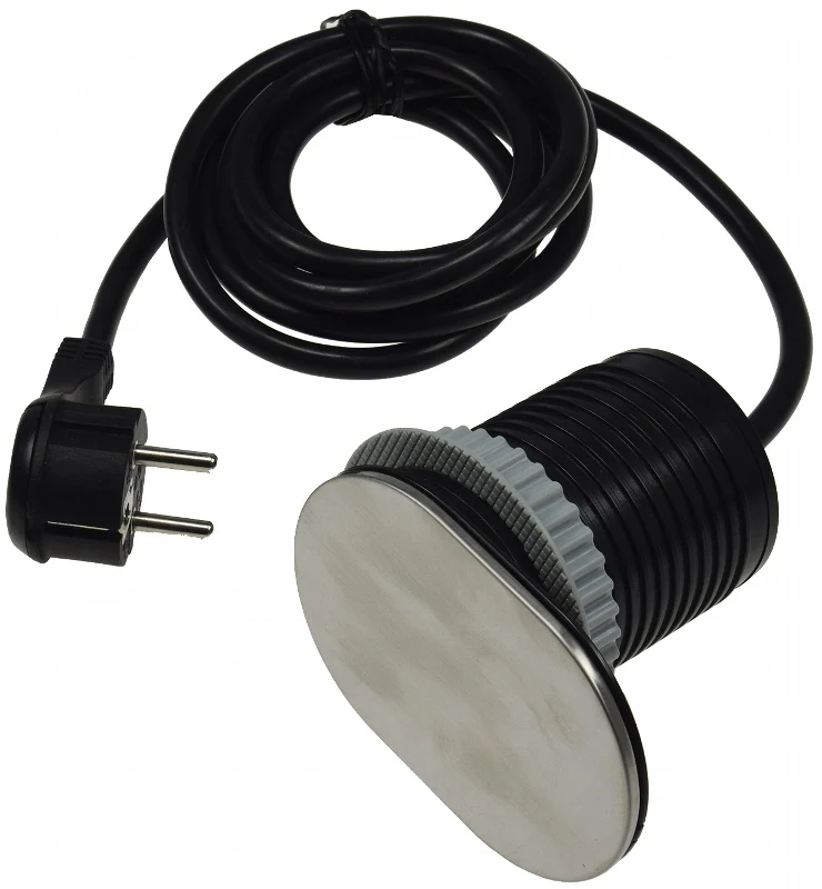 Schreibtisch-Einbausteckdose + USB Schutz.Steckd. 16A, USB 2,4A, Edelstahl