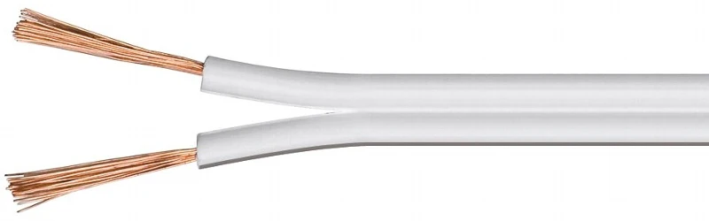 Lautsprecherkabel-Ring 100m, 2x 0,75mm² weiß, 100% OFC Kupfer