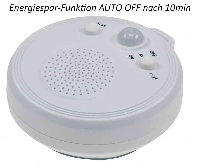 Duschradio mit Saugnapf, weiß Energiespar-Funktion, 3xAA, Batterie # Auto OF1F nach 10min #