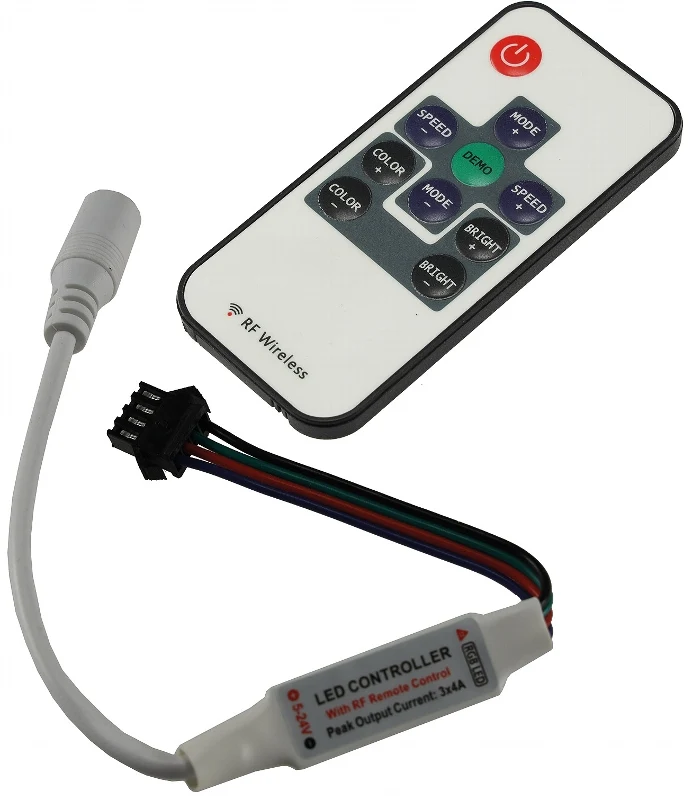Funk Controller für RGB LED-Stripes Funk-Fernbedienung, 12-24V, max. 72Watt