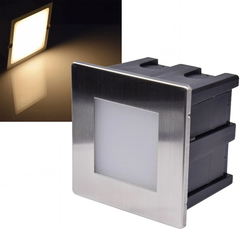 LED-Einbauleuchte "Cuadrado ECO" Edelstahl-Front, warmweiß